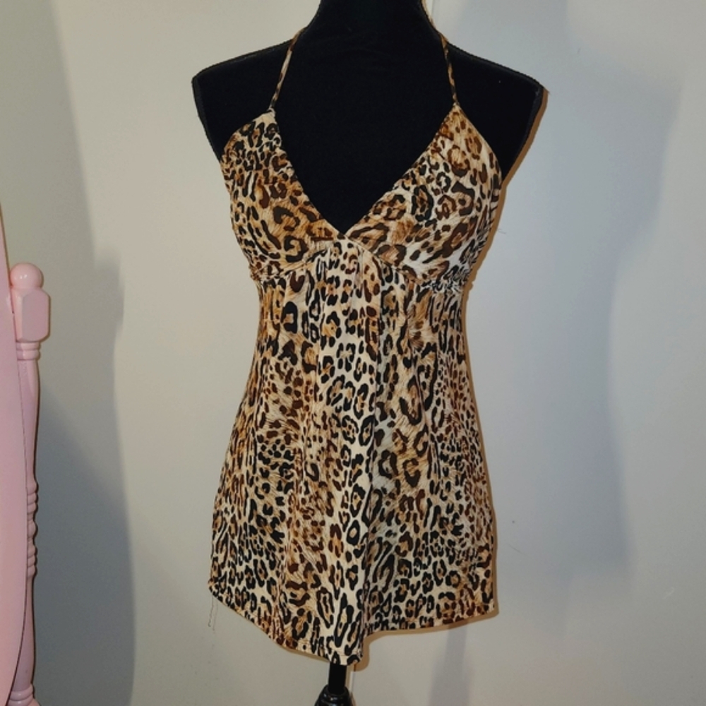Y2k Forever 21 Leopard Print Halter Top ! - image 1